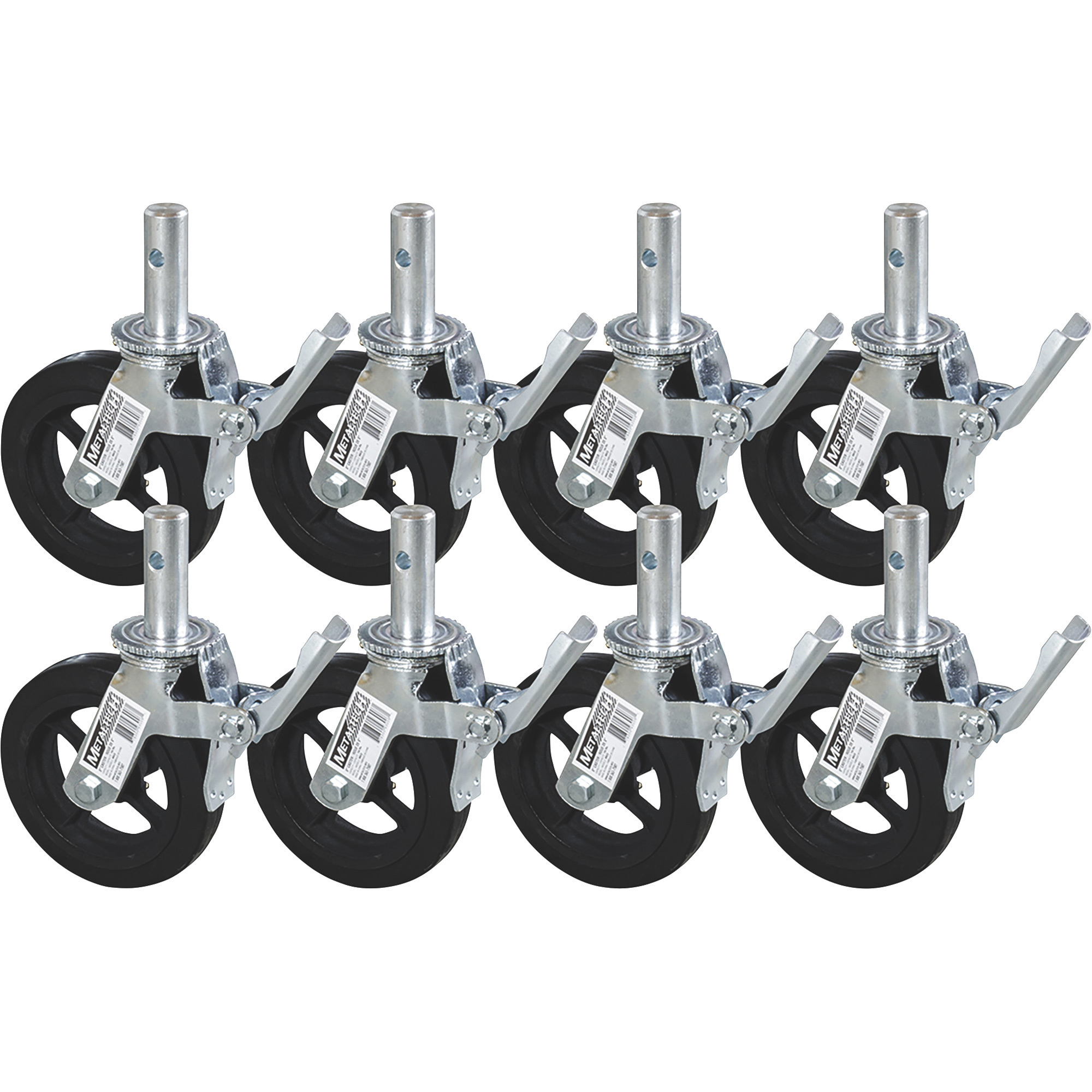 Metaltech Heavy-Duty 8in. Scaffold Caster with Foot Brake, 8-Pk., Model# M-MBC8K8